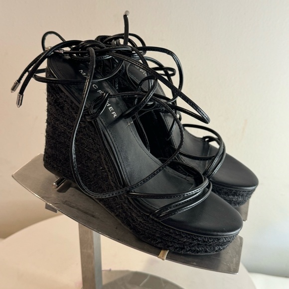 MARC FISHER Kyle Black 4.5" Heel Wedge Platform Espadrille Sandals Size 5 - Picture 3 of 11